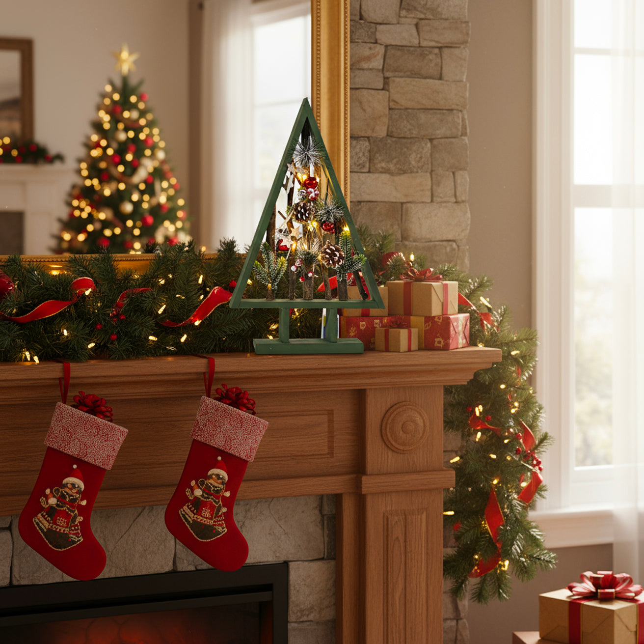 VESTIAMO CASA GRAN NATALE - Decorazione Natalizia Luminosa Albero - h46x26x4,5 cm